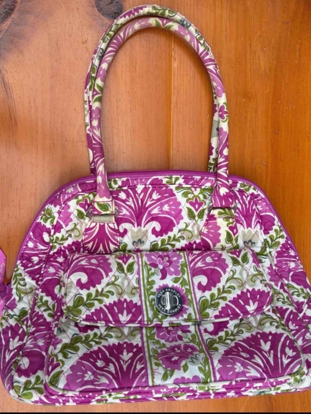 Vera Bradley Purple & Green Floral Quilted Shoulder Bag